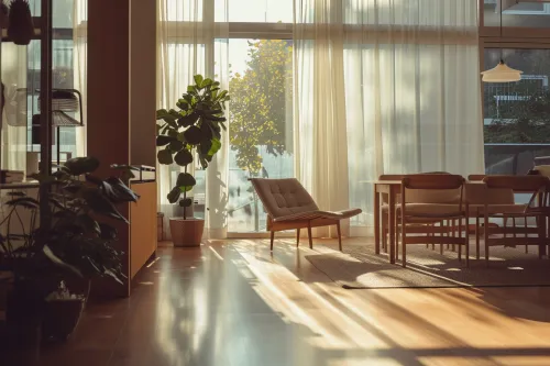 Optimisation des espaces intérieurs pour favoriser la diffusion de la lumière naturelle dans la maison.