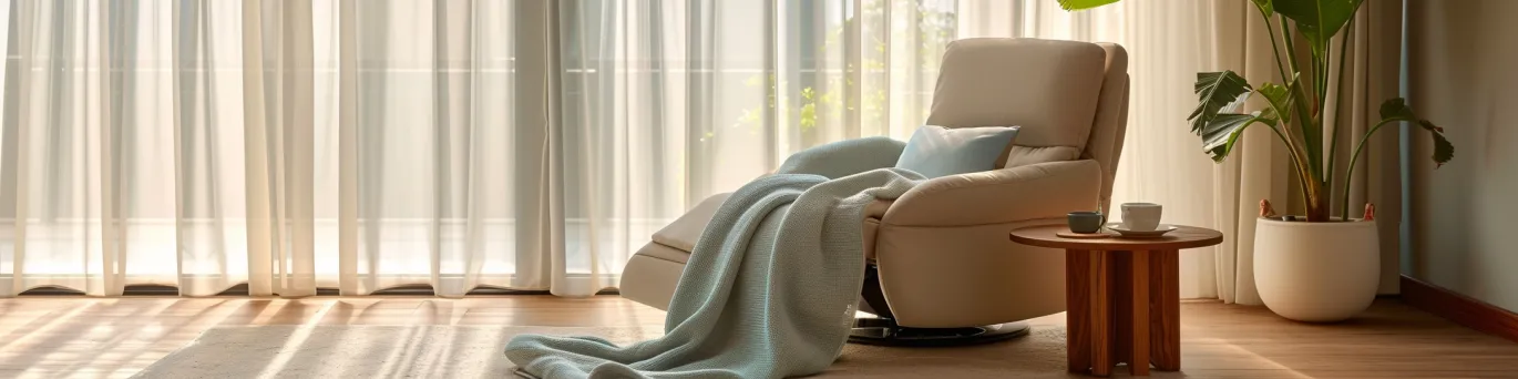 Aménagez un coin détente ergonomique pour senior avec des accessoires conçus pour réduire le stress.